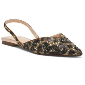Betsey Johnson Black and Gold Flats
